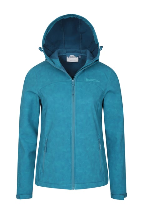 'Exodus' Women's Printed Softshell Jacket Water Resistant Windproof Activewear Teal - Image 5