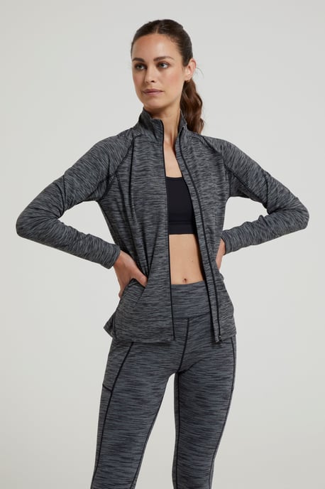 'Bend & Stretch' Women's Full Zip Midlayer Stretchy Lightweight Quick Dry Jumper Black - Image 1