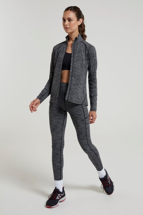 'Bend & Stretch' Women's Full Zip Midlayer Stretchy Lightweight Quick Dry Jumper Black - Image 2