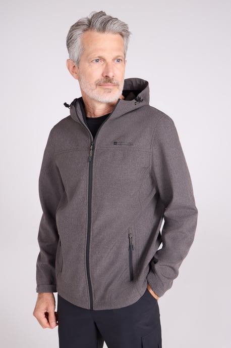 'Reykjavik' Men's Textured Softshell Jacket Water Resistant Breathable Activewear Dark Brown - Image 1