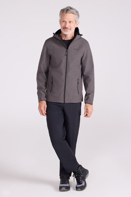 'Reykjavik' Men's Textured Softshell Jacket Water Resistant Breathable Activewear Dark Brown - Image 2