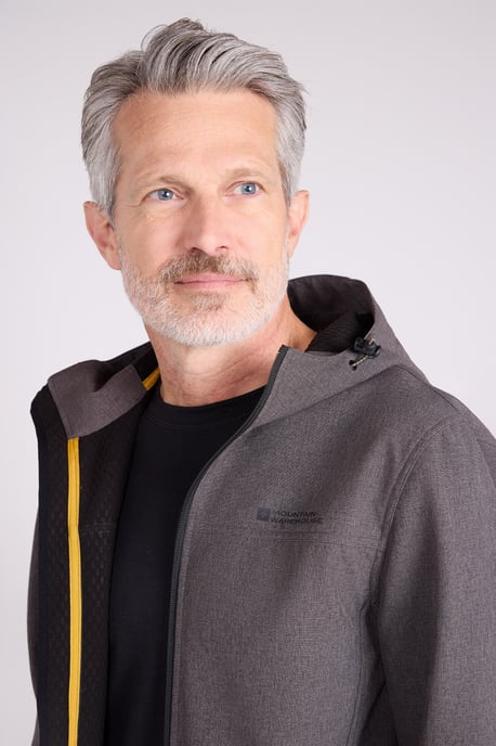 'Reykjavik' Men's Textured Softshell Jacket Water Resistant Breathable Activewear Dark Brown - Image 3