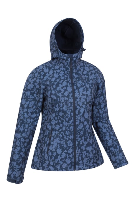 'Exodus' Women's Printed Softshell Jacket Water Resistant Windproof Activewear Dark Blue - Image 2