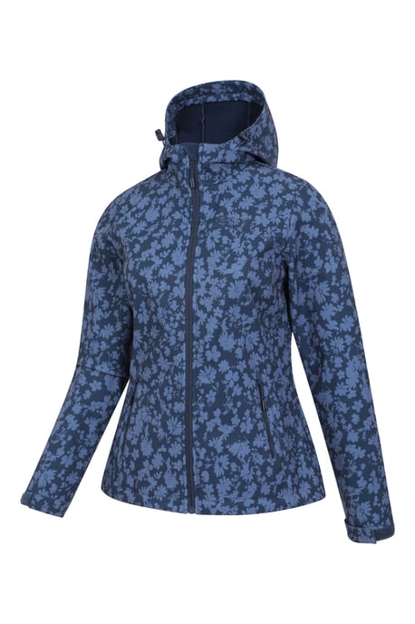 'Exodus' Women's Printed Softshell Jacket Water Resistant Windproof Activewear Dark Blue - Image 4