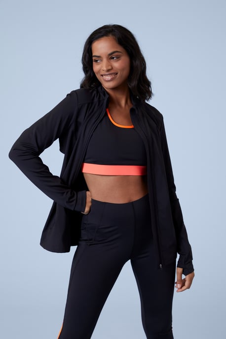 'Action Shot' Women's Midlayer Stretchy Quick Wick Lightweight Full Zip Jumper Black - Image 2