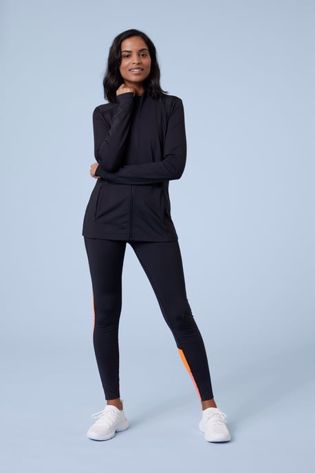 'Action Shot' Women's Midlayer Stretchy Quick Wick Lightweight Full Zip Jumper Black - Image 3