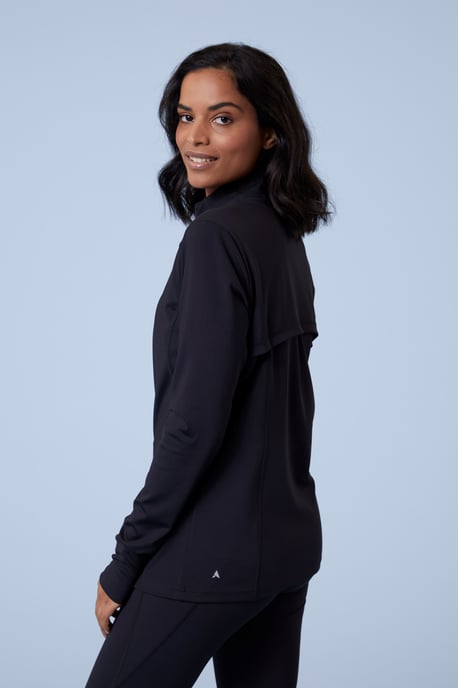 'Action Shot' Women's Midlayer Stretchy Quick Wick Lightweight Full Zip Jumper Black - Image 4