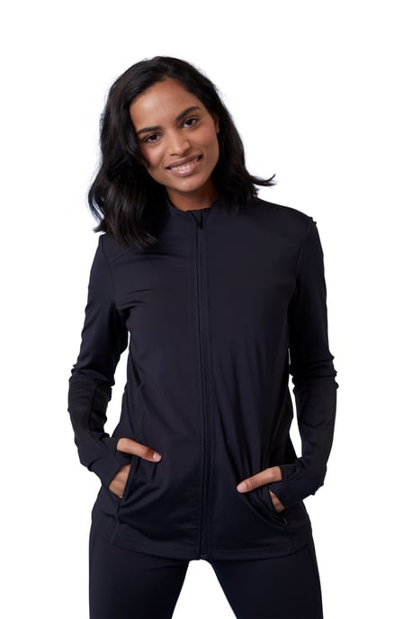 'Action Shot' Women's Midlayer Stretchy Quick Wick Lightweight Full Zip Jumper Black - Image 5