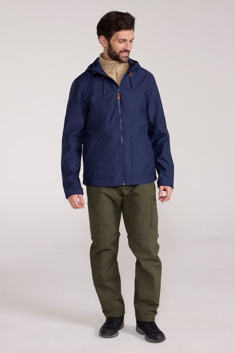 'Iona' Men's Softshell Jacket with Adjustable Hood & Cuffs Breathable Activewear Navy - Image 2