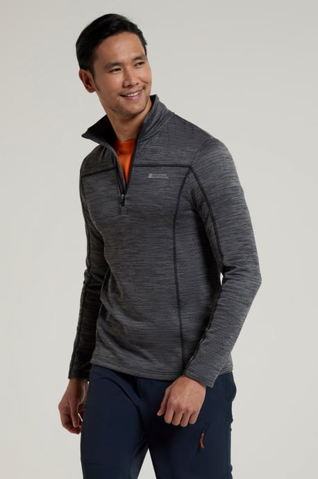'Finsbury' Men's Active Midlayer Lightweight Stretchy Casual Half Zip Jumper Dark Grey - Image 1