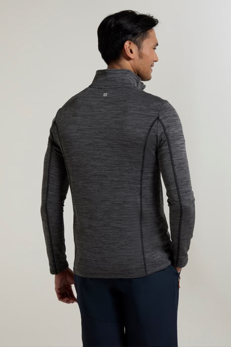 'Finsbury' Men's Active Midlayer Lightweight Stretchy Casual Half Zip Jumper Dark Grey - Image 4