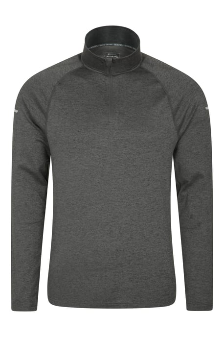 'Echo' Men's Melange Half Zip Midlayer Lightweight Reflective Slim Fit Jumper Charcoal - Image 2