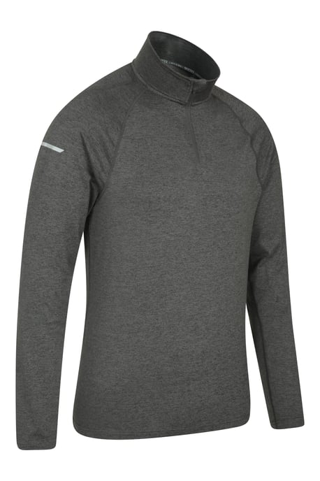 'Echo' Men's Melange Half Zip Midlayer Lightweight Reflective Slim Fit Jumper Charcoal - Image 3