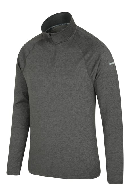 'Echo' Men's Melange Half Zip Midlayer Lightweight Reflective Slim Fit Jumper Charcoal - Image 5