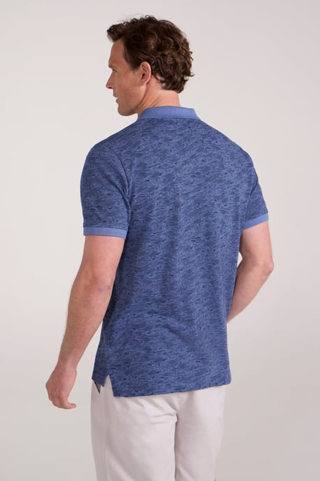 'Dawnay Pique' Men's Slub Textured Polo Shirt Comfy Casual T-Shirt Blue - Image 3