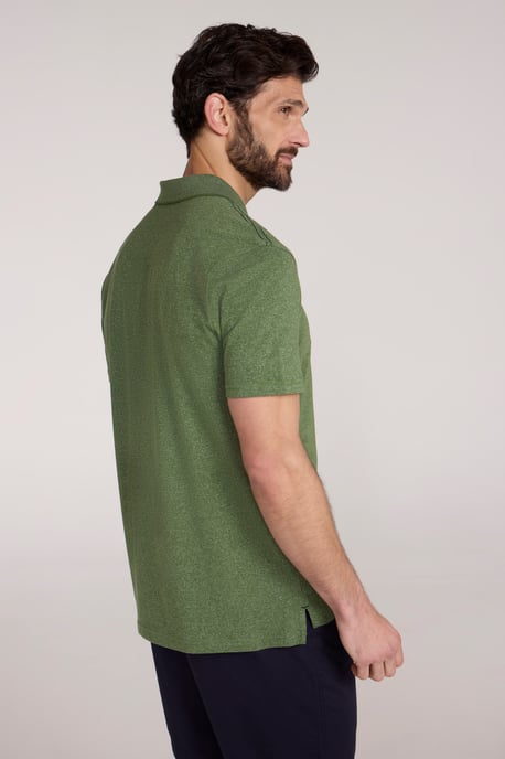 'Cordyline' Men's Textured Polo Sun Protection Button Neck Summer Tee Green - Image 4