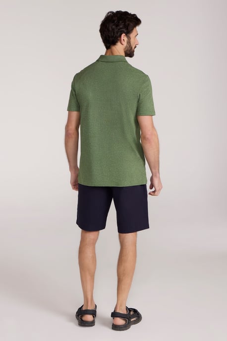 'Cordyline' Men's Textured Polo Sun Protection Button Neck Summer Tee Green - Image 5