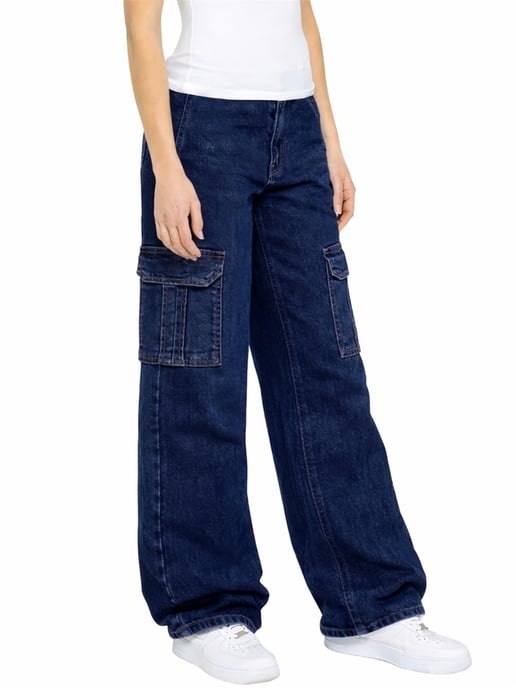 Enzo | Womens Cargo Baggy Jeans - Image 3