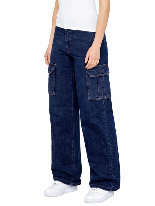 Enzo | Womens Cargo Baggy Jeans - Image 4