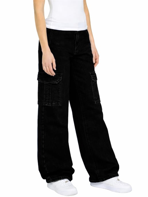 Enzo | Womens Cargo Baggy Jeans - Image 3