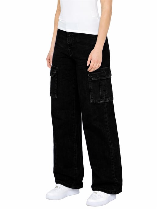 Enzo | Womens Cargo Baggy Jeans - Image 4