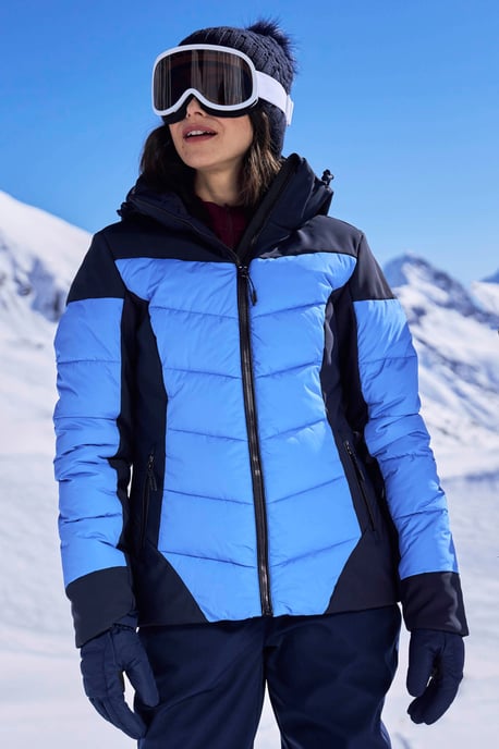 'Resort' Women's Padded Ski Jacket with Adjustable Hood Water Resistant Coat Navy - Image 1