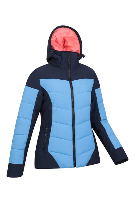 'Resort' Women's Padded Ski Jacket with Adjustable Hood Water Resistant Coat Navy - Image 3