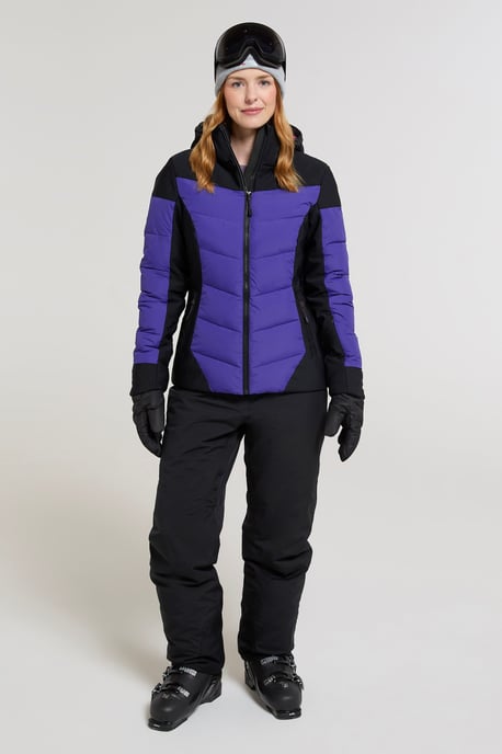 'Resort' Women's Padded Ski Jacket with Adjustable Hood Water Resistant Coat Purple - Image 2
