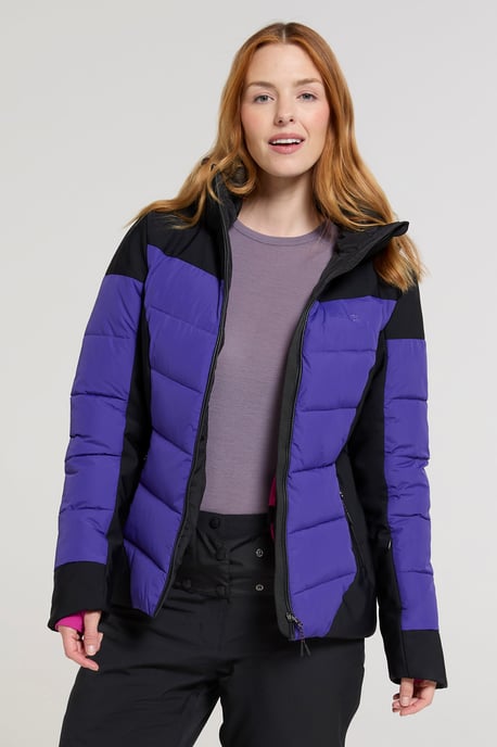 'Resort' Women's Padded Ski Jacket with Adjustable Hood Water Resistant Coat Purple - Image 4