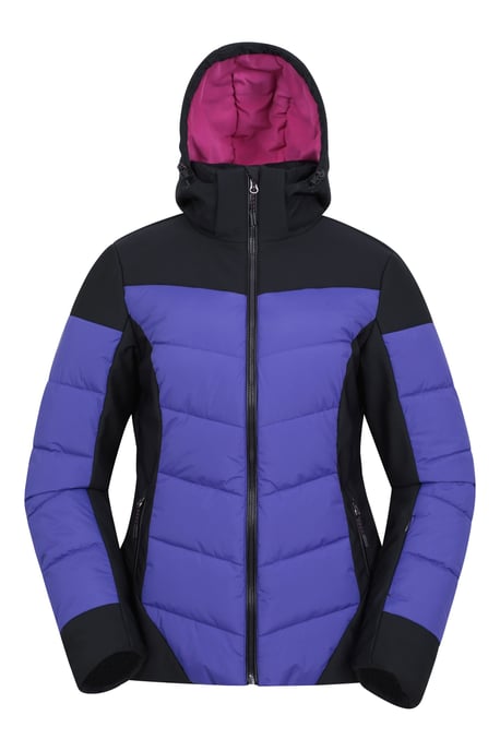 'Resort' Women's Padded Ski Jacket with Adjustable Hood Water Resistant Coat Purple - Image 5