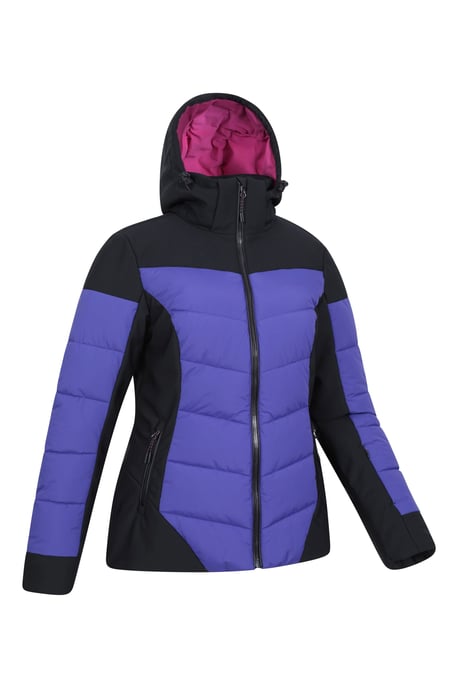 'Resort' Women's Padded Ski Jacket with Adjustable Hood Water Resistant Coat Purple - Image 6