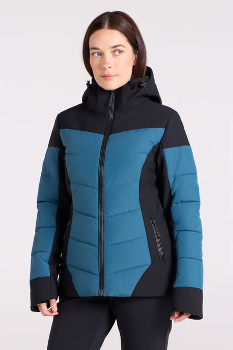 'Resort' Women's Padded Ski Jacket with Adjustable Hood Water Resistant Coat Dark Green - Image 1