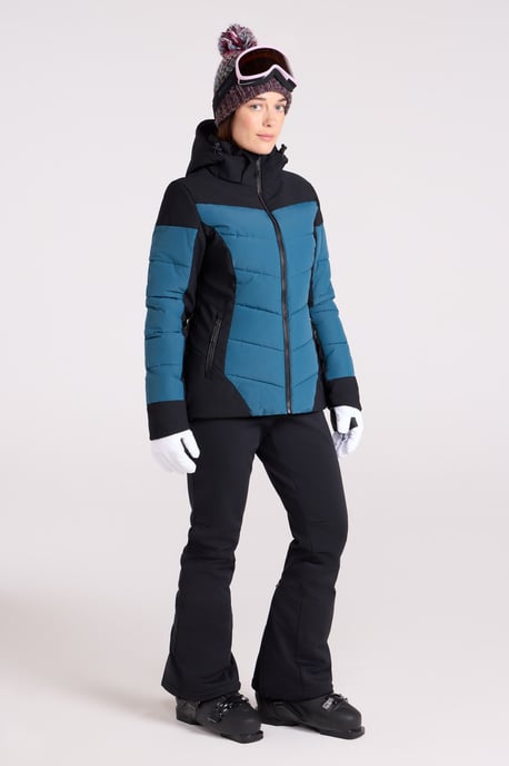 'Resort' Women's Padded Ski Jacket with Adjustable Hood Water Resistant Coat Dark Green - Image 2