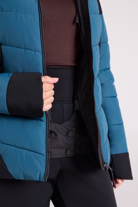 'Resort' Women's Padded Ski Jacket with Adjustable Hood Water Resistant Coat Dark Green - Image 4