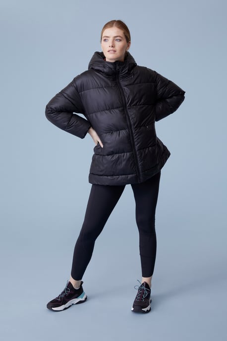 'Aura Light' Women's Jacket with Front Pockets High Neck Cut Coat Black - Image 1