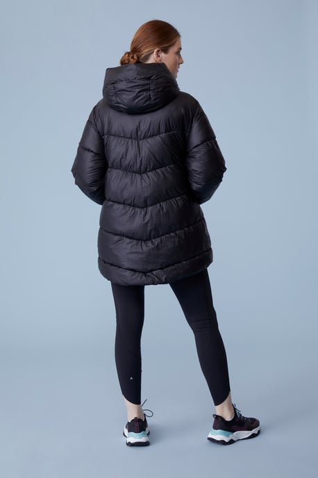 'Aura Light' Women's Jacket with Front Pockets High Neck Cut Coat Black - Image 3