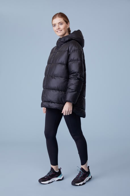 'Aura Light' Women's Jacket with Front Pockets High Neck Cut Coat Black - Image 4