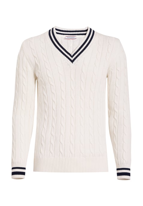 Pullover V-Neck Basic Cable Knit Pullover - Image 1