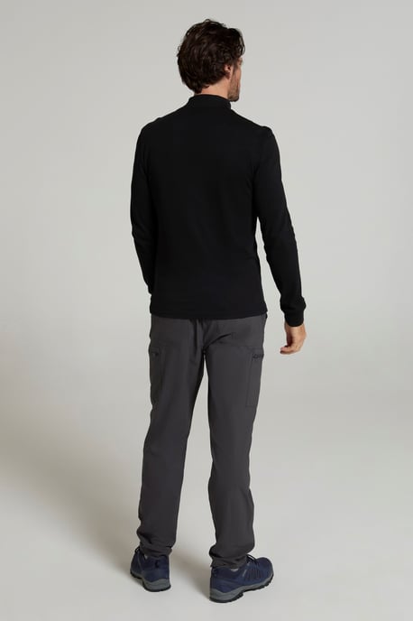 'Meribel' Men's Turtle Neck Top Cotton Winter Thermal Base Layer Black - Image 3