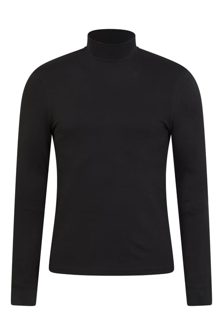 'Meribel' Men's Turtle Neck Top Cotton Winter Thermal Base Layer Black - Image 5