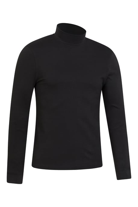 'Meribel' Men's Turtle Neck Top Cotton Winter Thermal Base Layer Black - Image 6