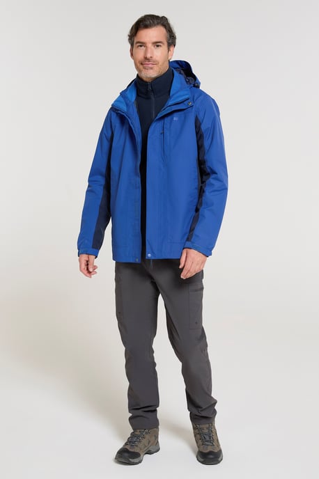 'Thunderstorm' Men's 3 in 1 Jacket Waterproof Inner Fleece Hooded Winter Coat Blue/Navy - Image 2