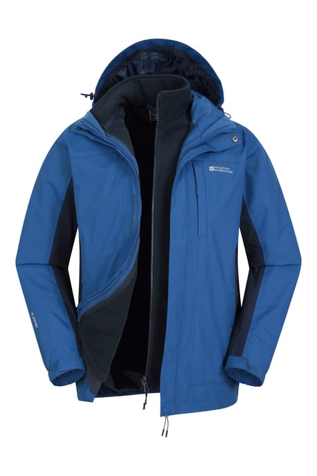 'Thunderstorm' Men's 3 in 1 Jacket Waterproof Inner Fleece Hooded Winter Coat Blue/Navy - Image 5