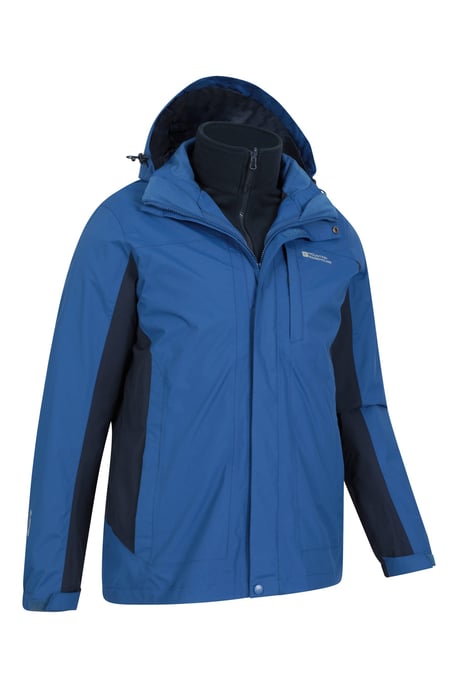 'Thunderstorm' Men's 3 in 1 Jacket Waterproof Inner Fleece Hooded Winter Coat Blue/Navy - Image 6