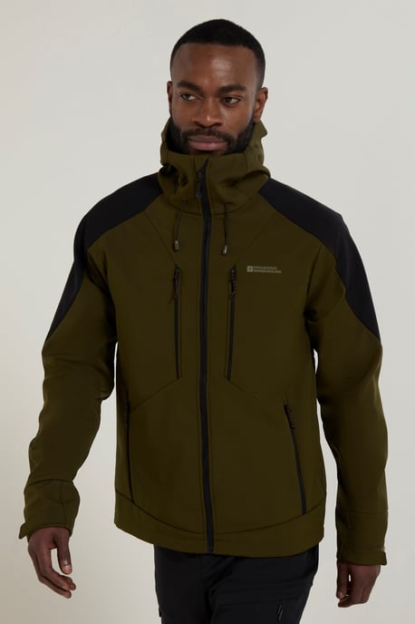 'Radius' Men's Softshell Jacket with Chin Guard Water Resistant Coat Khaki - Image 1