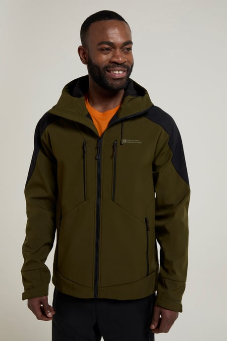 'Radius' Men's Softshell Jacket with Chin Guard Water Resistant Coat Khaki - Image 2