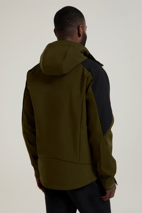 'Radius' Men's Softshell Jacket with Chin Guard Water Resistant Coat Khaki - Image 3
