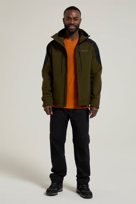 'Radius' Men's Softshell Jacket with Chin Guard Water Resistant Coat Khaki - Image 4