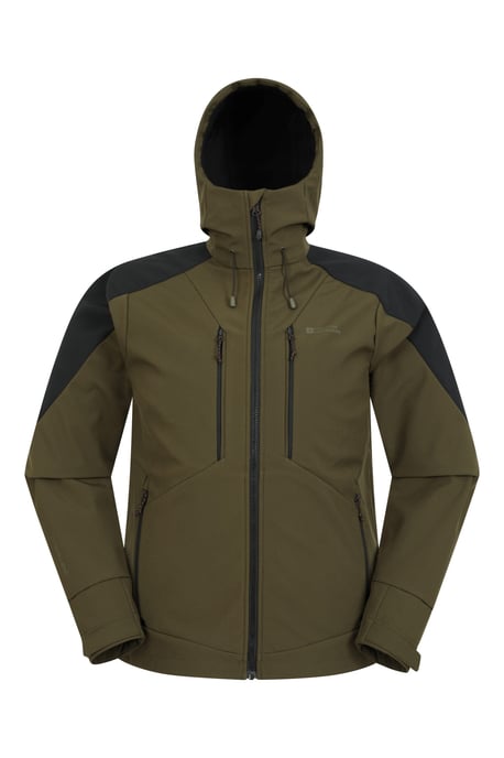 'Radius' Men's Softshell Jacket with Chin Guard Water Resistant Coat Khaki - Image 5
