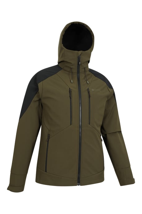 'Radius' Men's Softshell Jacket with Chin Guard Water Resistant Coat Khaki - Image 6